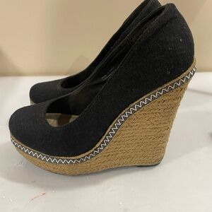 Black Wedge Espadrille Shoes